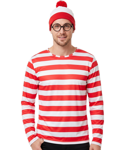 Red & White Striped Character Costume – Men's
