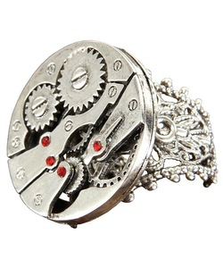 Steampunk Watch Gears Ring - Silver