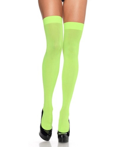 Nylon Thigh High Stockings - neon green