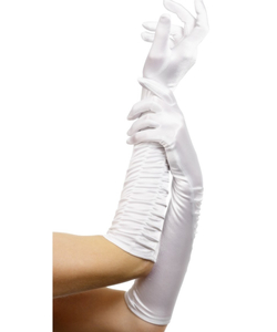 white temptress ruched gloves