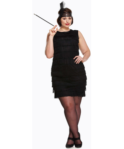 plus size black flapper fancy dress costume