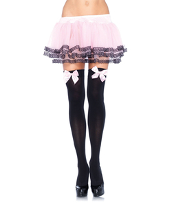 Black Stockings With Pink Bow