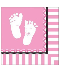 Sweet Baby Feet Pink Napkins - 16 Pack
