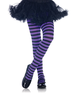 Girl Striped Tights - Black/Purple