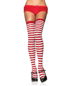 Striped Nylon Stockings - Red/White