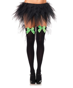 Black Stockings With Neon Green Bow