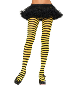 Striped Nylon Tights - Black/Yellow