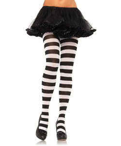 Wide Stripe Opaque Tights - Black/White