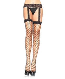 Fence Net Garter Belt Stockings - Plus Size