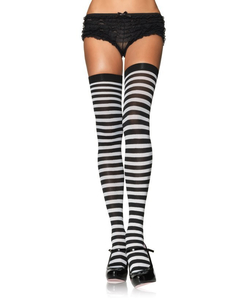 Plus Size Nylon Stocking With Stripes - 1X-2X