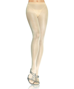 Opaque Sheer To Waist Tights With Cotton Crotch BEIGE