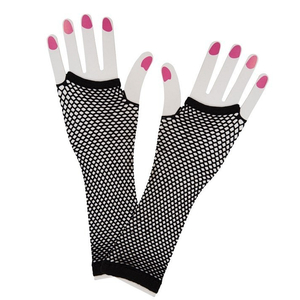 black fishnet gloves
