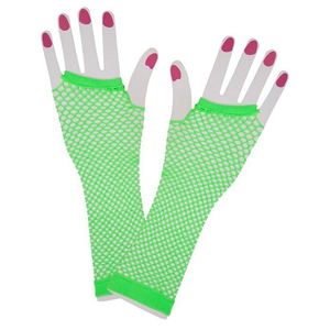 Neon green fishnet gloves