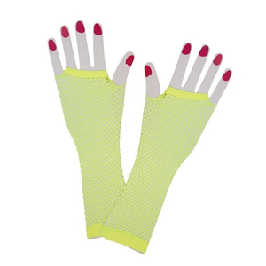 Neon yellow fishnet gloves