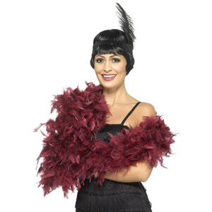 burgundy feather boa