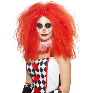 crimped clown wig - red