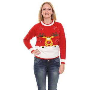 Ladies Rudolph Jumper - Red