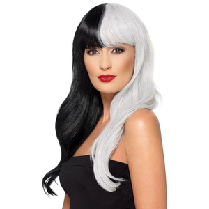 Deluxe Half & Half Wig - Black/White
