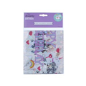 Birthday Unicorn Holographic Banner
