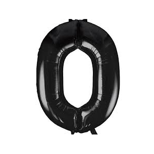34" Black Numbered Foil Balloon #0