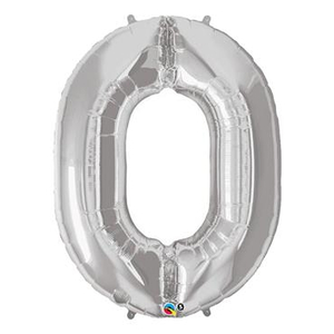 Silver Numbered Foil Balloon #0