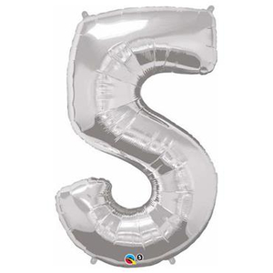 26'' Silver Numbered Foil Balloon #5