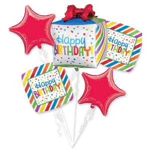 Happy Birthday Present Foil Balloon Bouquets
