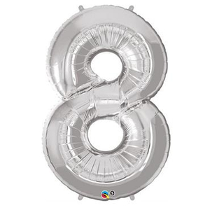 Silver Numbered Foil Balloon #8