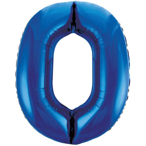Blue Numbered Foil Balloon #0