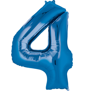 Blue Numbered Minishape Foil Balloon #4
