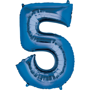 Blue Numbered Minishape Foil Balloon #5