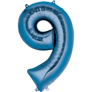 Blue Numbered Minishape Foil Balloon #9