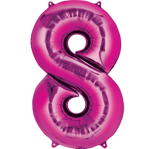 Pink Numbered Minishape Foil Balloon #8