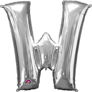 16'' Letter 'W' Silver Air Fill Balloon