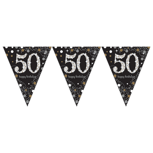 Gold Sparkling 50th Birthday Bunting