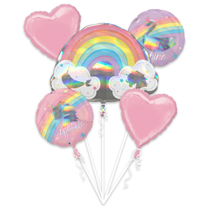 Magical Rainbow Holographic Helium Inflated Balloon Bouquets