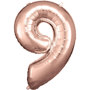 34" Rose Gold Numbered Foil Balloon #9