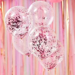 Pink Confetti Balloons - 5 Pack