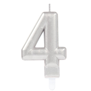 Number four silver candle