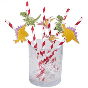 Dino Party Paper straws (6PK) - 20cm