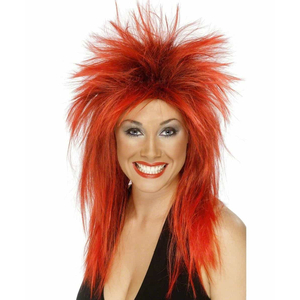 Rock Diva Wig - Red/Black