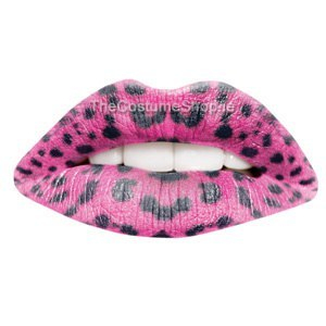 Pink Leopard temporary lip tattoo