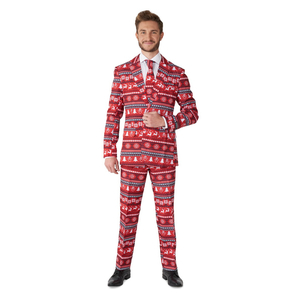 Nordic Pixel Red Christmas Suit