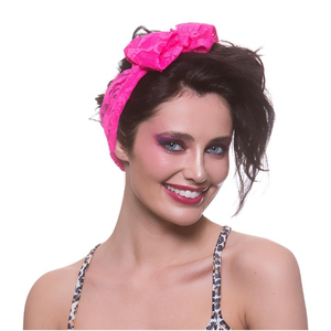 80's Neon Pink Lace Scarf