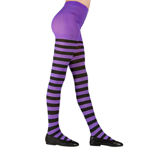 Purple/Black Striped Pantyhose Tights - Teen