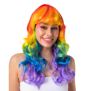 Ladies Long Curly Wig - Rainbow