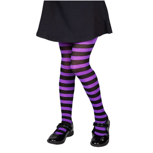 Kids Candystripe Tights - Purple & Black