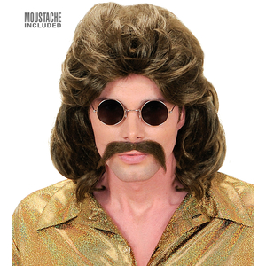70s man wig and mustache