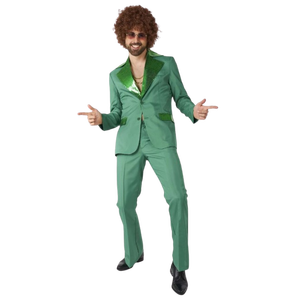 SuitMeister Disco suit Green  - Front view