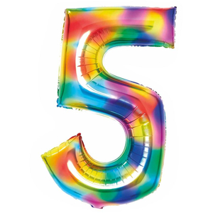 22" Rainbow Numbered Foil Balloon #5